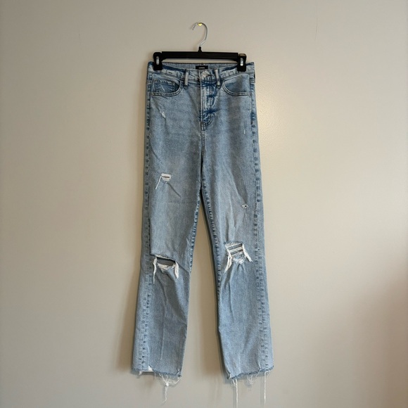 Express women’s high rise distressed denim straight leg jeans size 2 - Picture 1 of 8